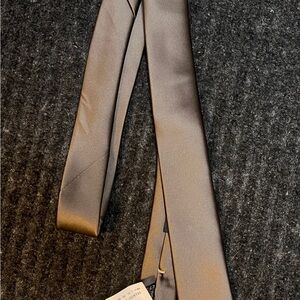 Gazzarrini Slim Brown Satin Tie NWT Solid Formal Dress Neck Tie